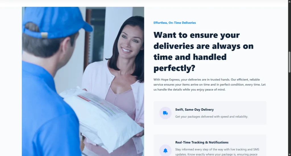 Hope Express – Delivery Company Website