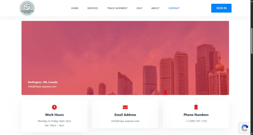 Hope Express – Delivery Company Website