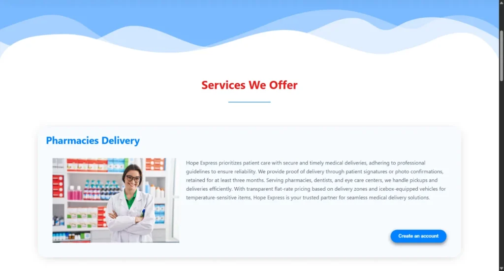 Hope Express – Delivery Company Website